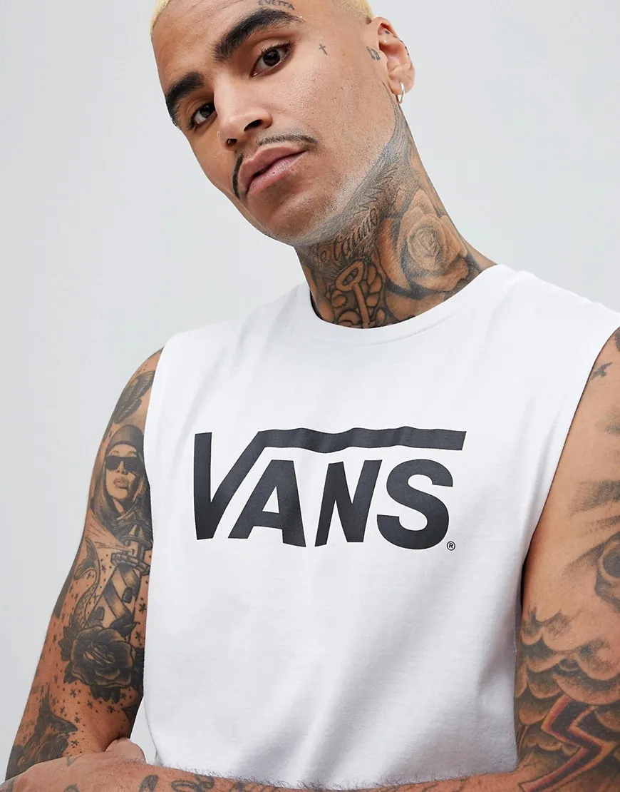 Camiseta Hombre VANS tirantes básica MN CLASSIC CHOPPER Ref. VA2WNFYB2 blanca con logo negro