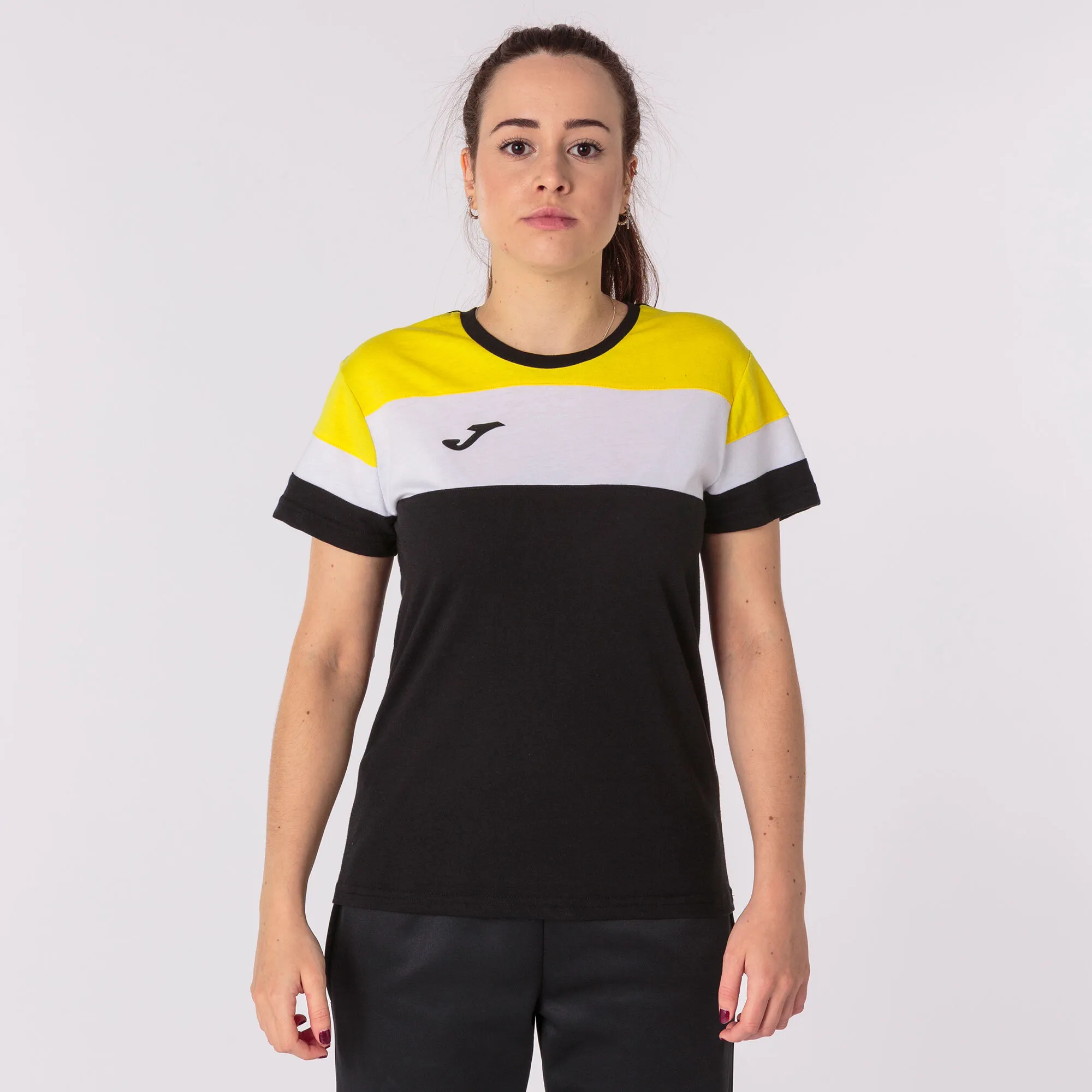 Camiseta manga corta mujer Crew IV negro amarillo blanco