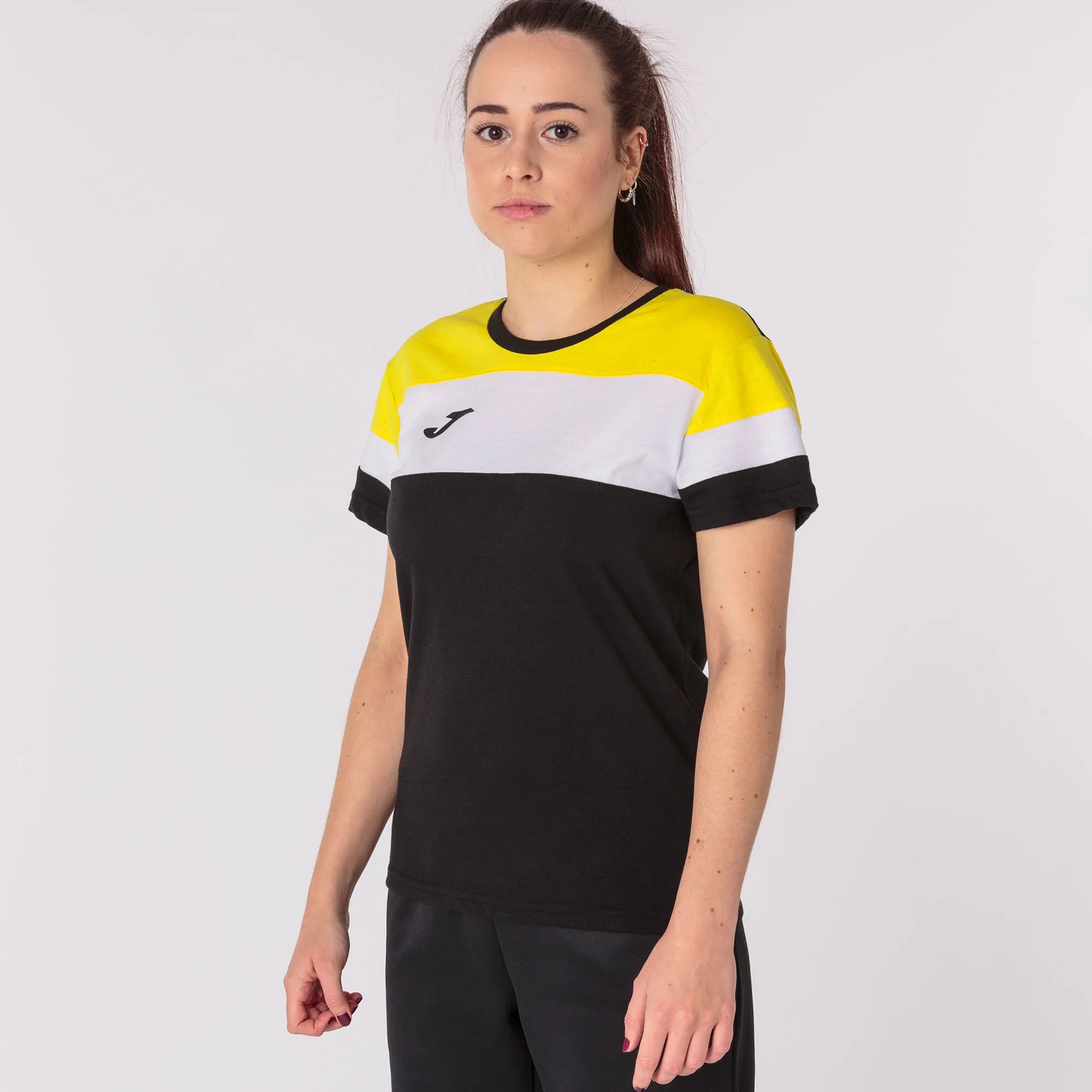 Camiseta manga corta mujer Crew IV negro amarillo blanco