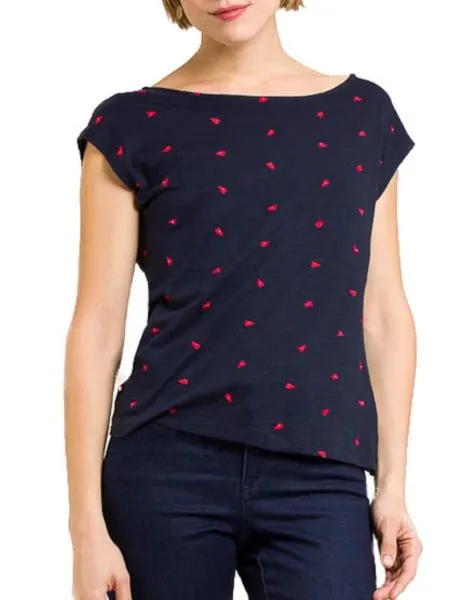 camiseta naf naf corazones bordados marino