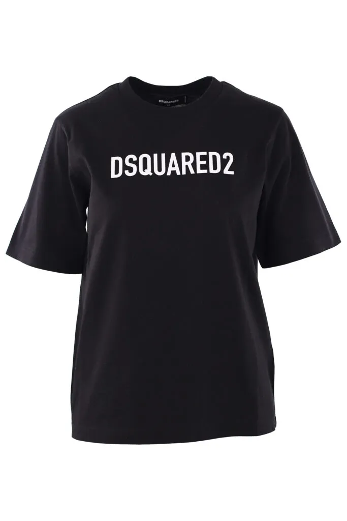 Camiseta negra con logo blanco