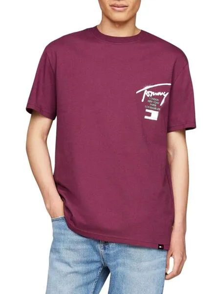 Camiseta Tommy Jeans graffiti morado para hombre