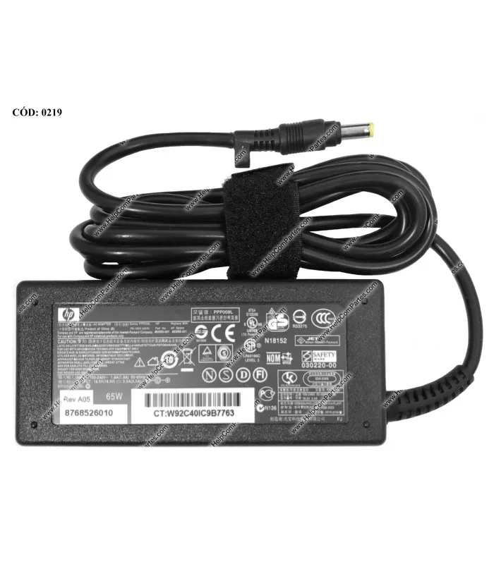 CARGADOR HP 18.5V 3.5A 65W  PIN 4.8*1.7 100240V~ 5060HZ / US 3PRONG AMARILLO SIN CABLE DE PODER