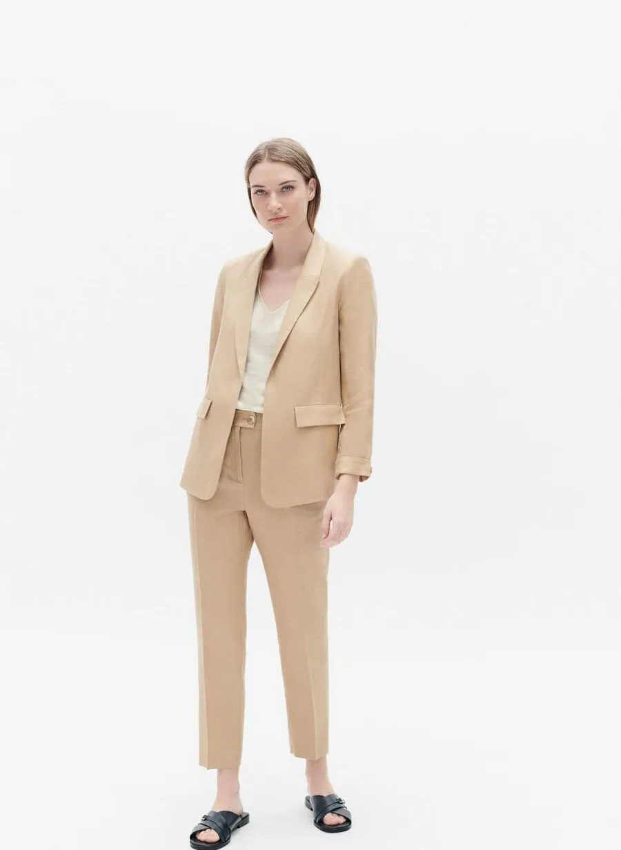 CAROLL RANDINE  CHAQUETA SASTRE RECTA DE LINO EN BEIGE