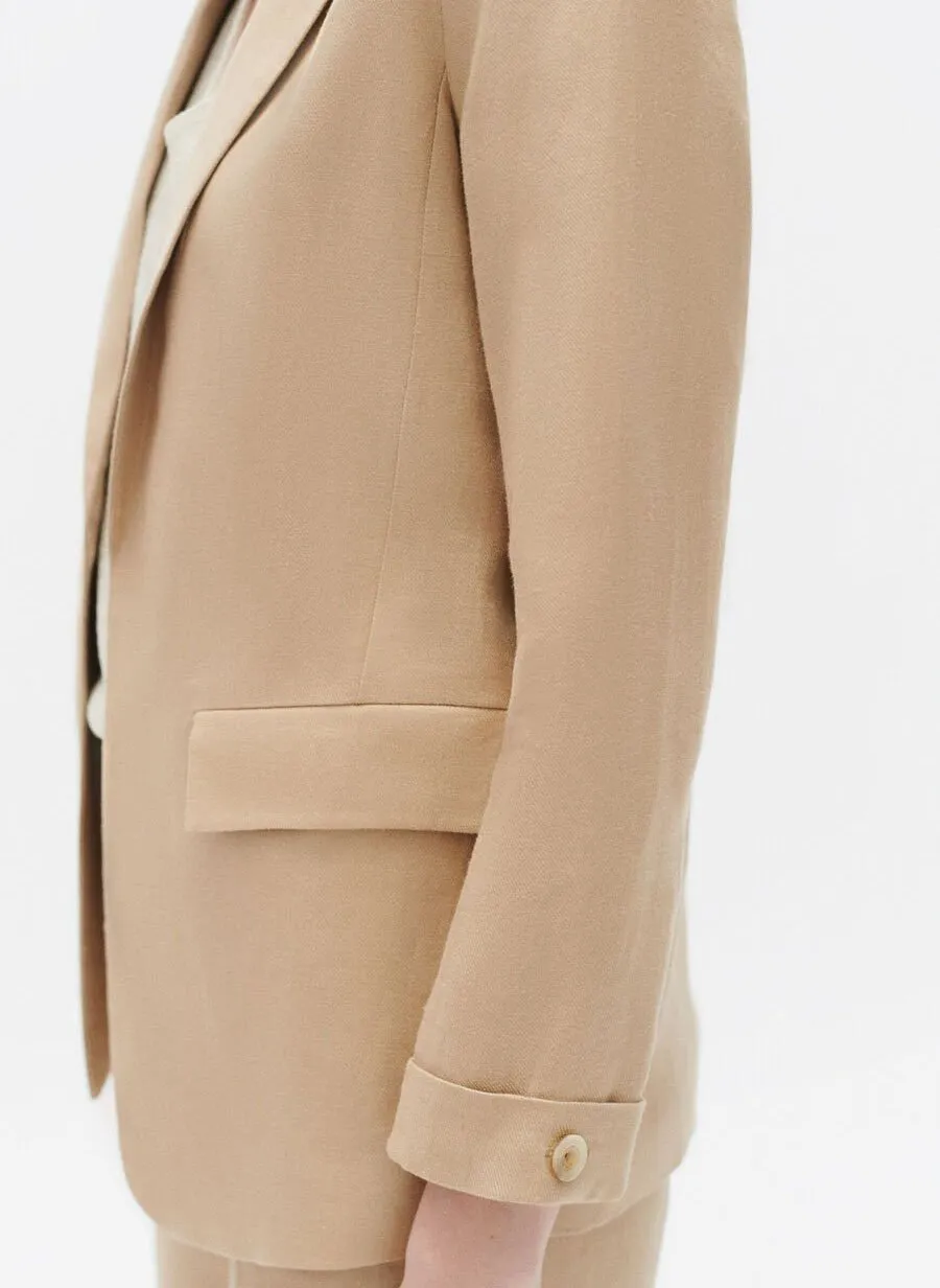 CAROLL RANDINE  CHAQUETA SASTRE RECTA DE LINO EN BEIGE
