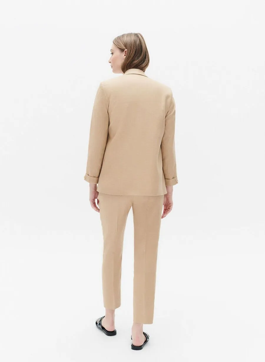 CAROLL RANDINE  CHAQUETA SASTRE RECTA DE LINO EN BEIGE