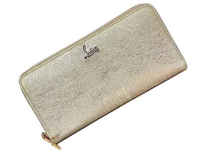 Cartera larga de cuero metálico rosa Christian Louboutin Plata 
