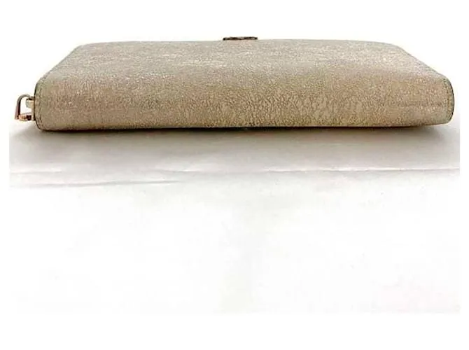 Cartera larga de cuero metálico rosa Christian Louboutin Plata 