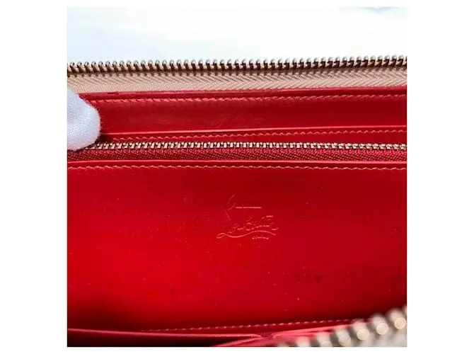 Cartera larga de cuero metálico rosa Christian Louboutin Plata 