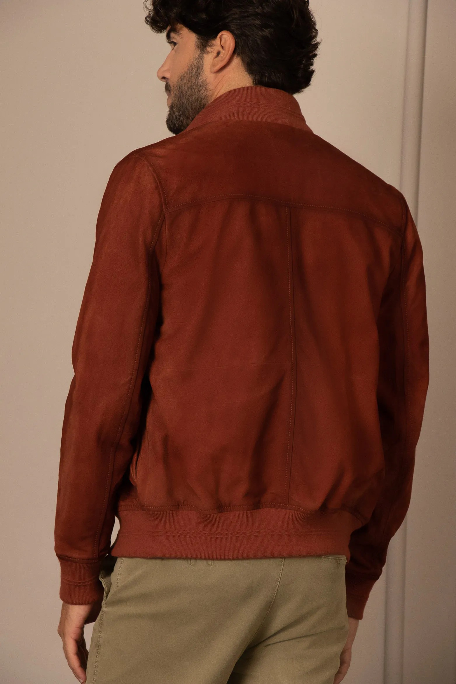 Chaqueta bomber azalea de gamuza para hombre bolsillos