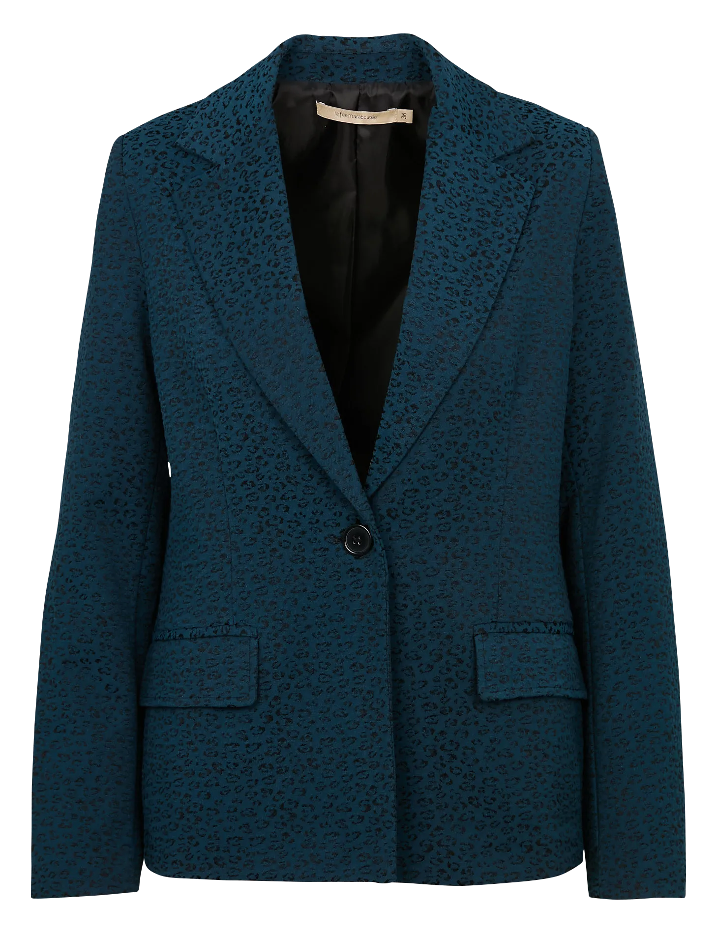 Chaqueta de corte recto con cuello de solapa en mezcla de algodón estampado en multicolor