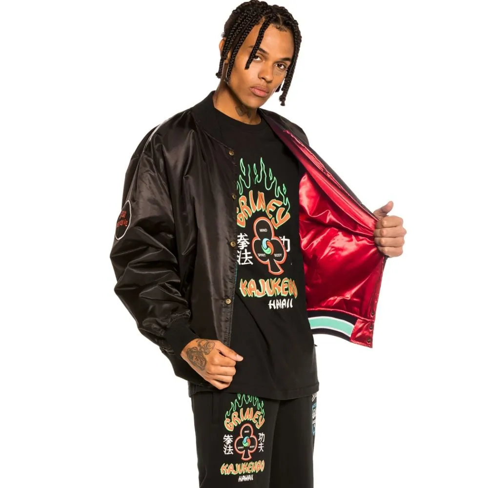 CHAQUETA SATINADA REVERSIBLE GRIMEY "DESTROY ALL FEAR"  BLACK/RED | FALL 21