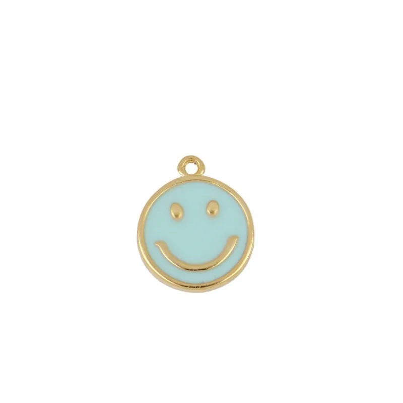Charm Smiley Turquesa Oro