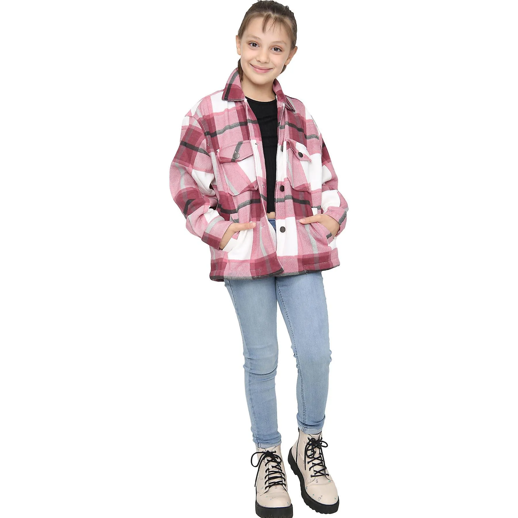 Chicas de cuello liso Wine Check Chaquetas de ropa exterior