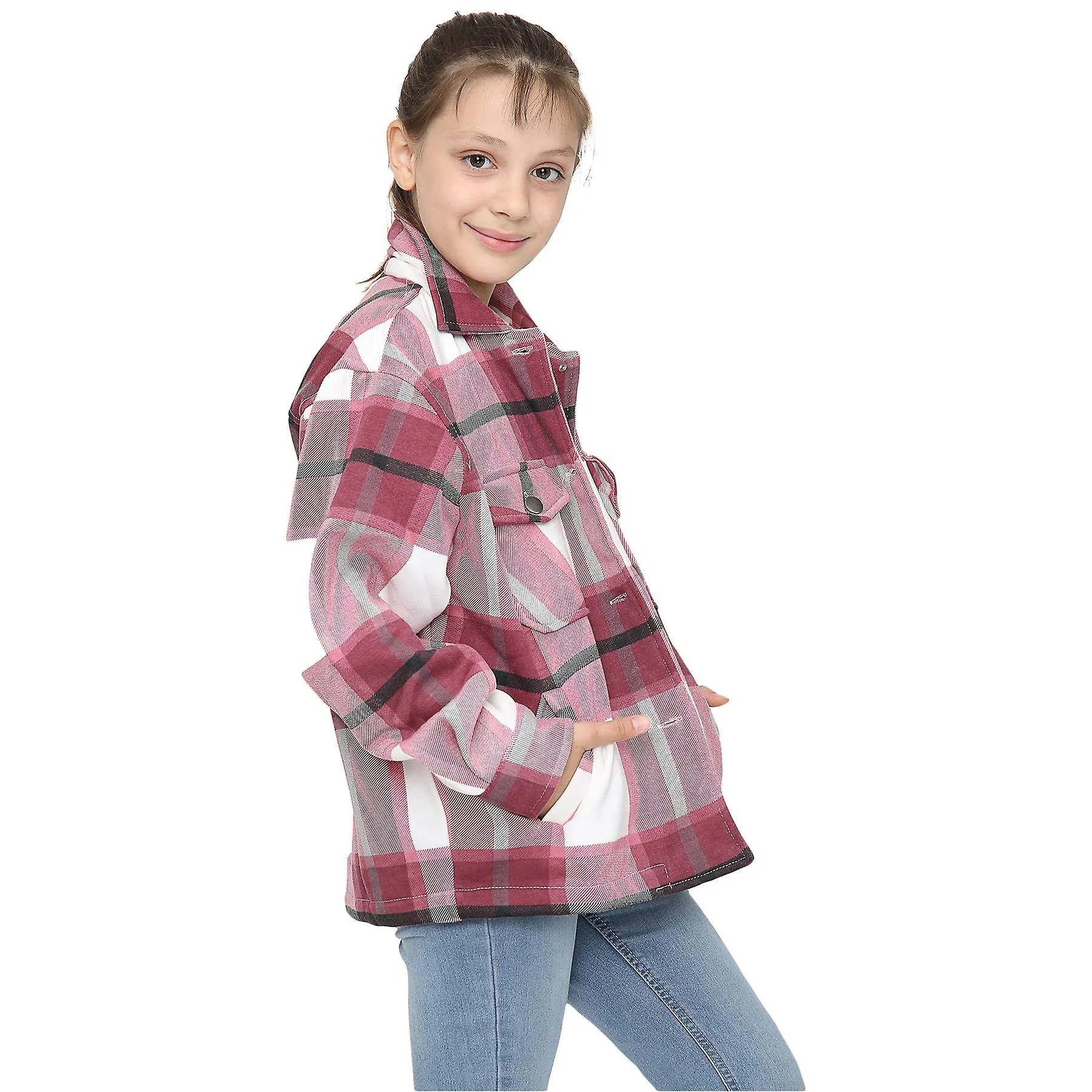 Chicas de cuello liso Wine Check Chaquetas de ropa exterior
