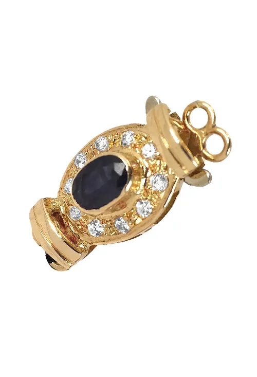 CIERRE DE COLLAR ORO AMARILLO 18 KTES CON CIRCONITAS Y ZAFIRO AZUL 173_1664A