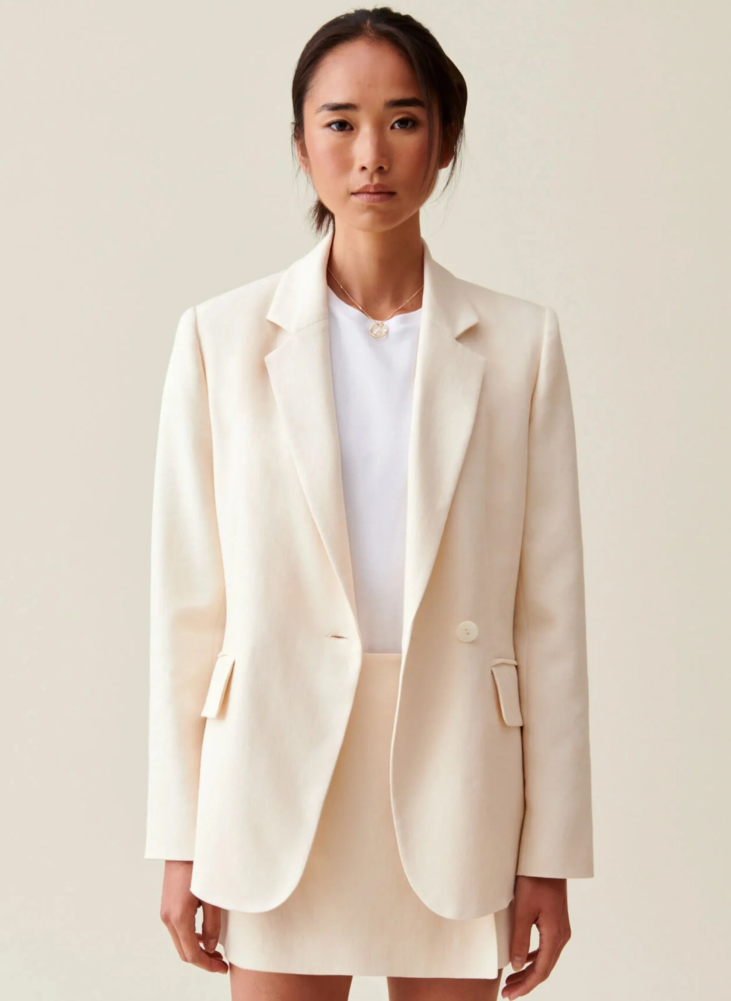 CLAUDIE PIERLOT Chaqueta sastre recta en blanco