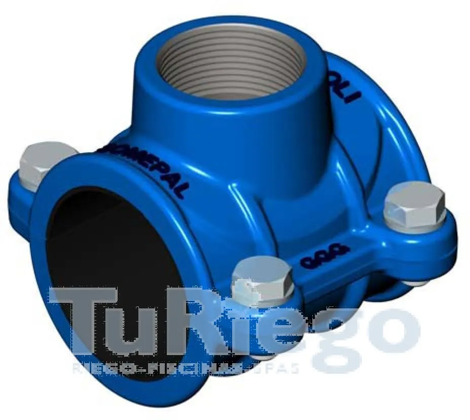 Collarines de toma fundición para tubos PE y PVC, salida roscada de 50 mm a 400 mm., de diámetro
