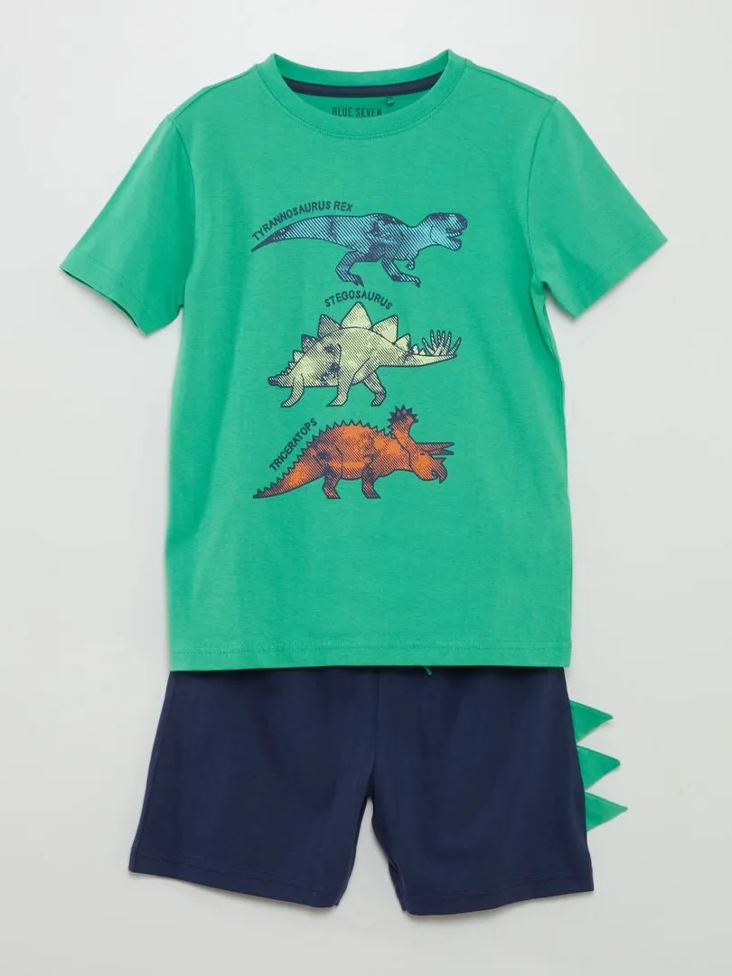 CONJUNTO DE PIJAMA CORTO 'DINOSAURIOS'  2 PIEZAS  VERDE
