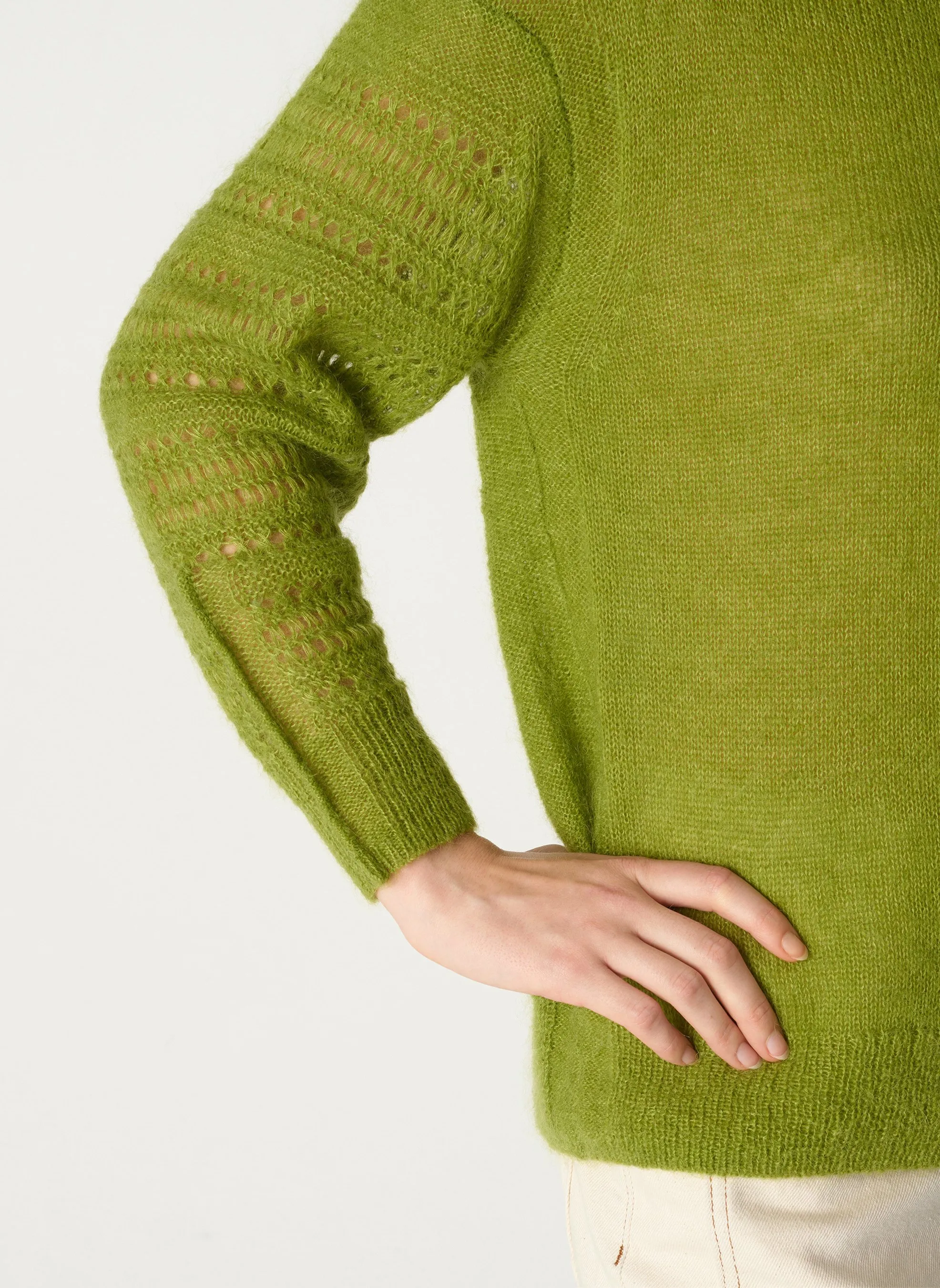 COTELAC Jersey recto de mezcla de lana y mohair en verde