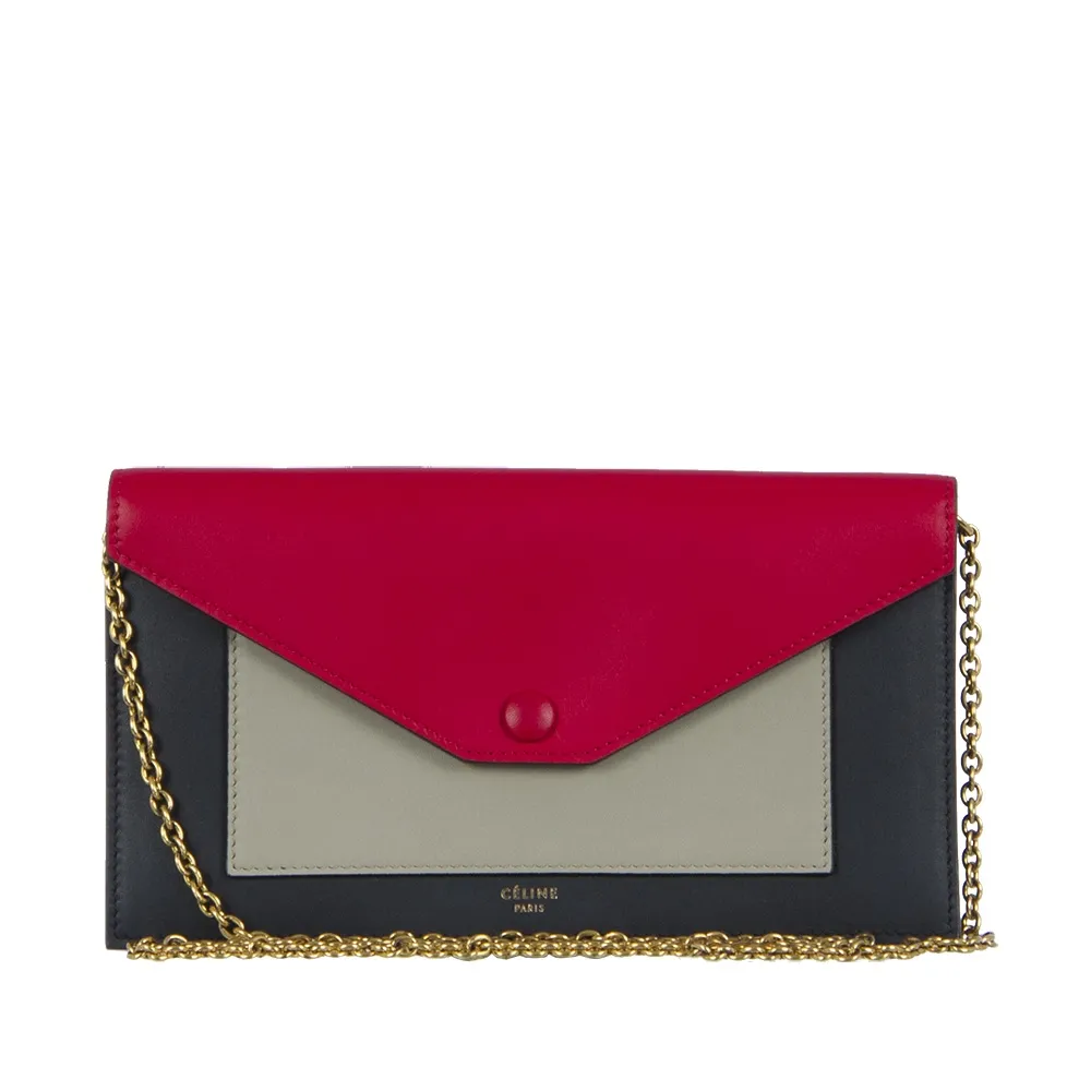 Céline Clutch Tricolor con Cadena