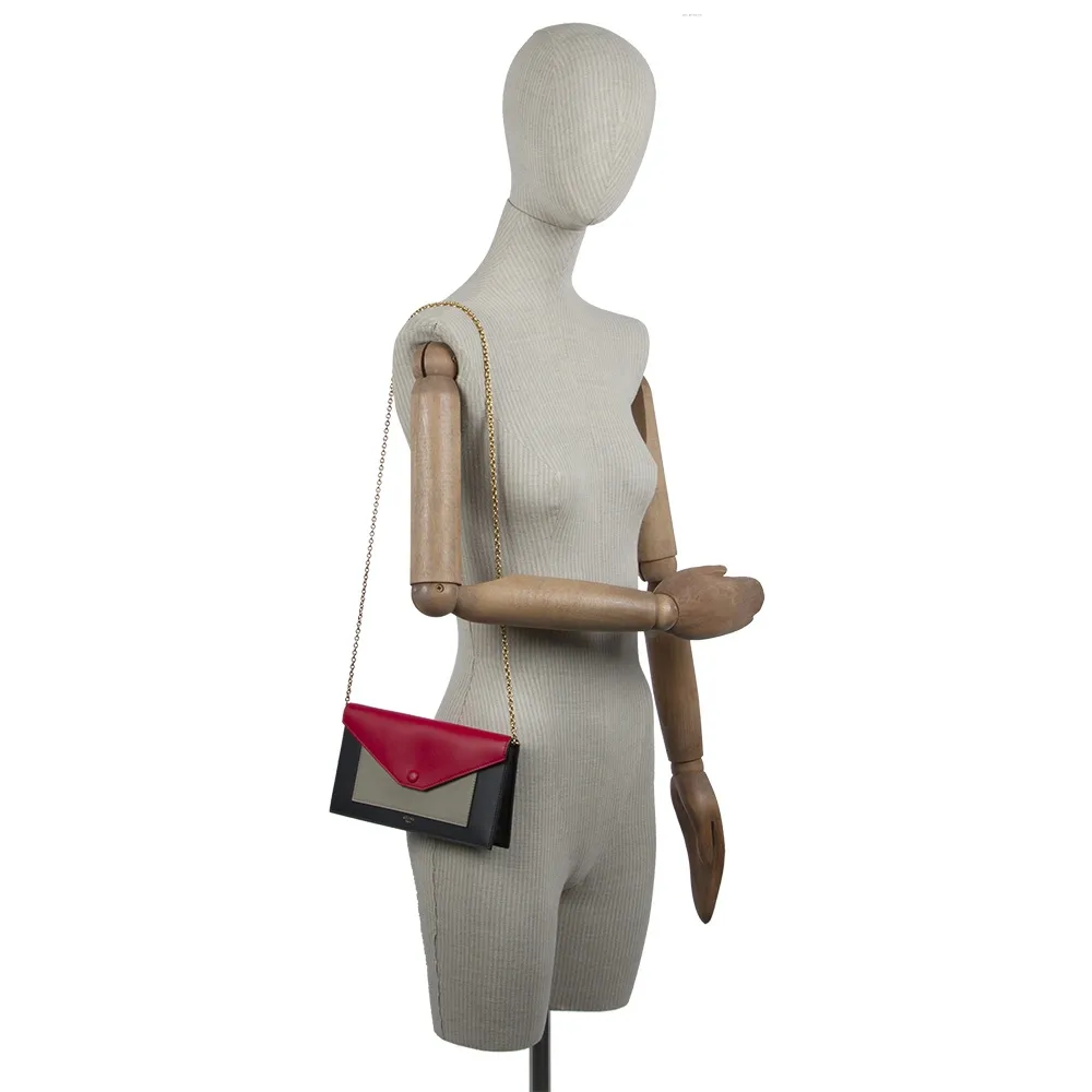 Céline Clutch Tricolor con Cadena