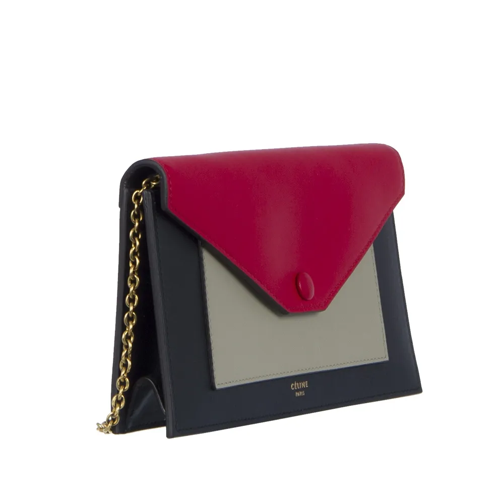 Céline Clutch Tricolor con Cadena