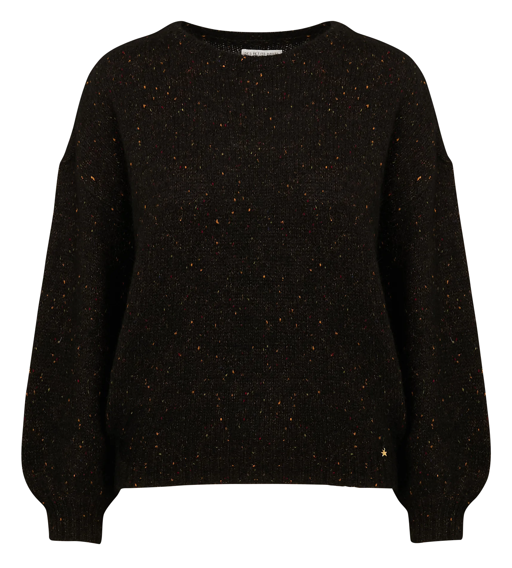 DES PETITS HAUTS CESAR  JERSEY CORTO CON CUELLO DE LúREX EN NEGRO
