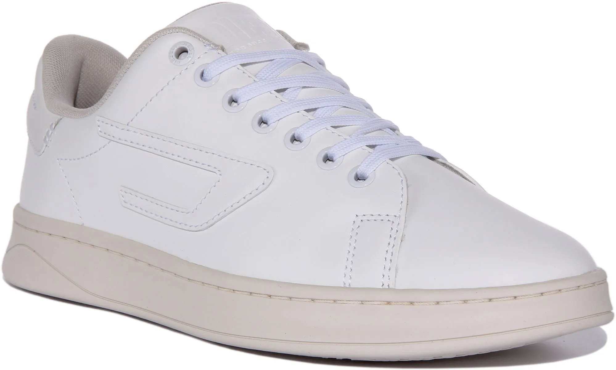 Diesel SAthene Low Zapatillas con cordones de piel para hombre en blanco