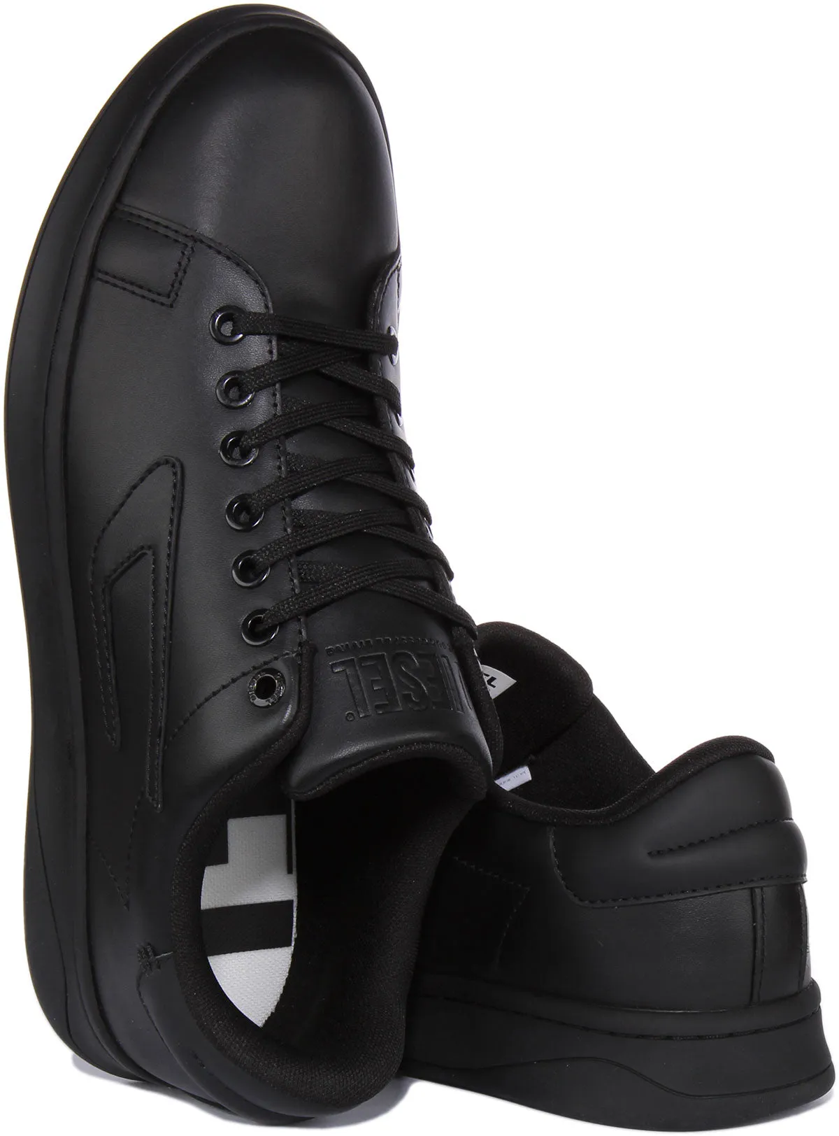 Diesel SAthene Low Zapatillas con cordones de piel para hombre en blanco