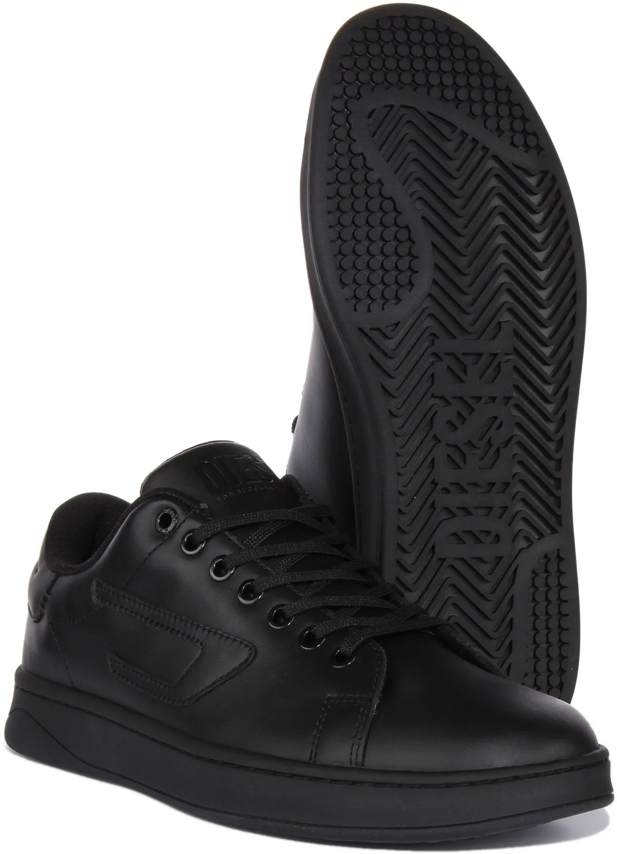 Diesel SAthene Low Zapatillas con cordones de piel para hombre en blanco