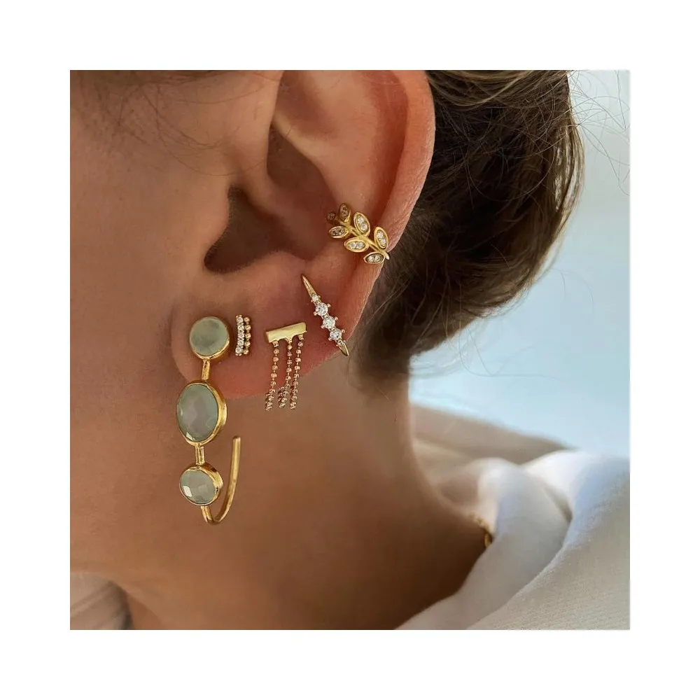 Ear Cuff Leafs Circonitas Oro