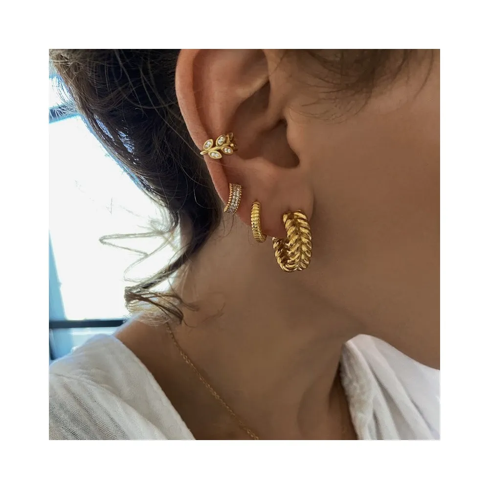 Ear Cuff Leafs Circonitas Oro