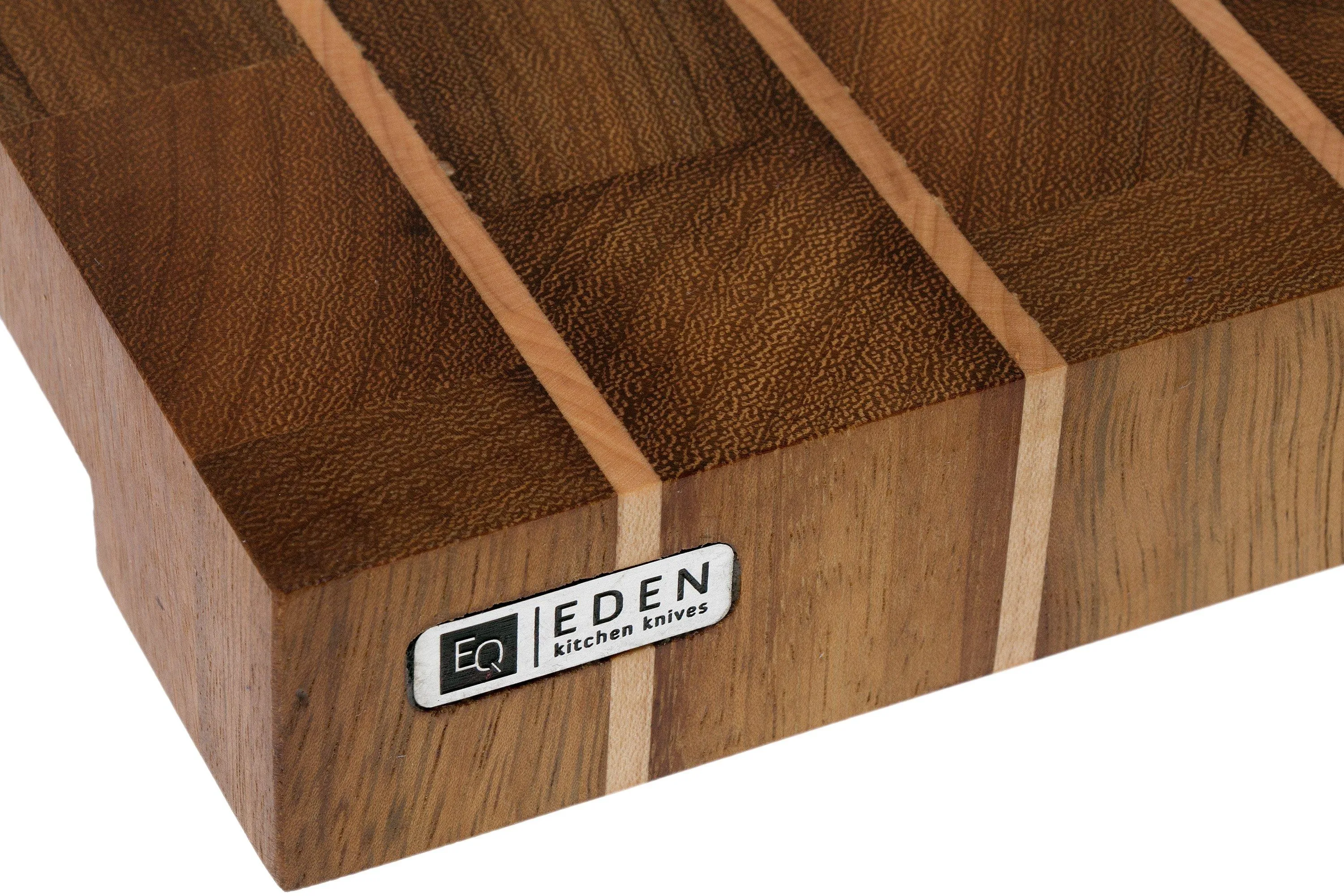 Eden tabla de cortar hecha a mano, madera de iroko con rayas, 37x27 cm