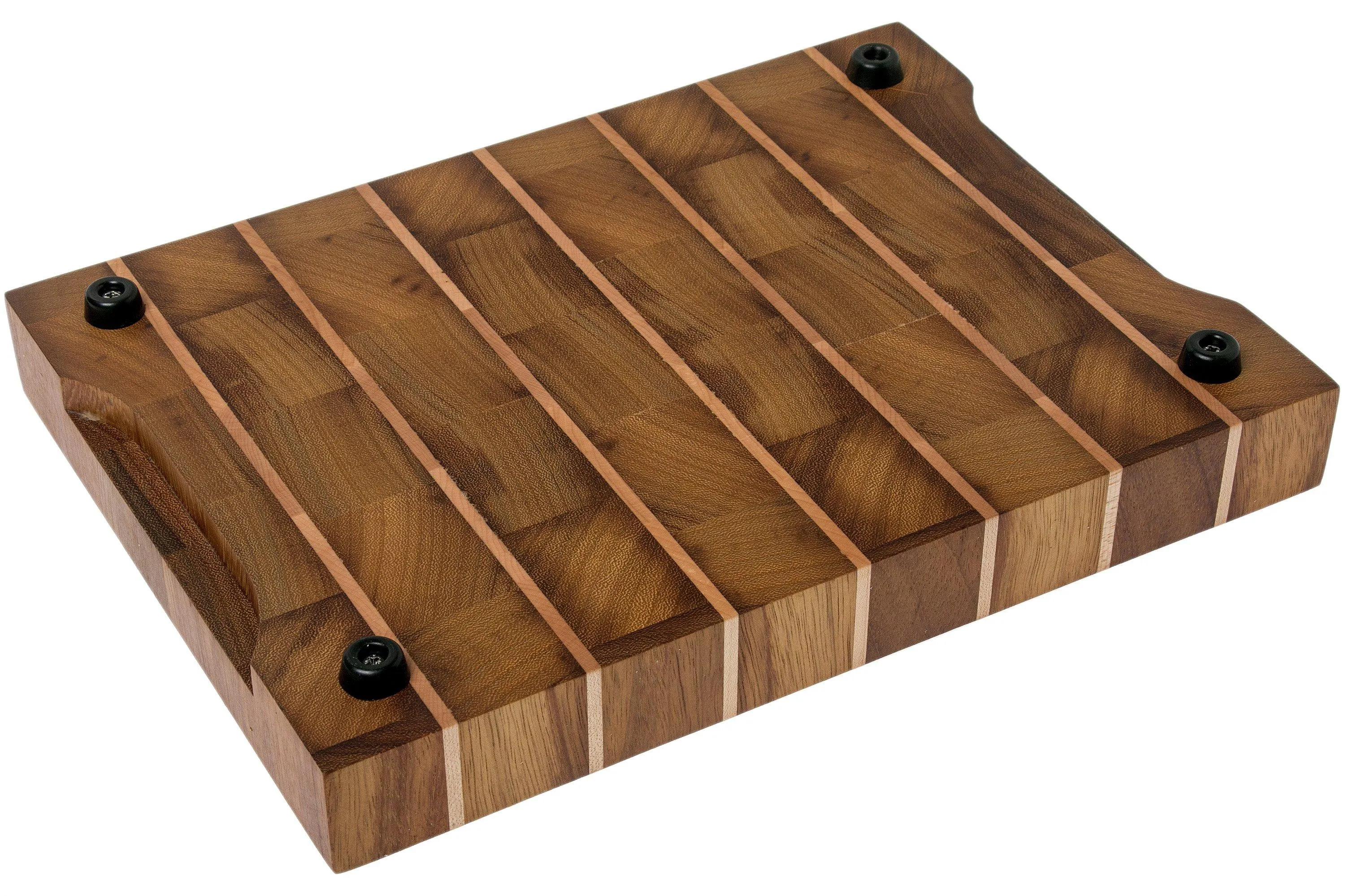 Eden tabla de cortar hecha a mano, madera de iroko con rayas, 37x27 cm