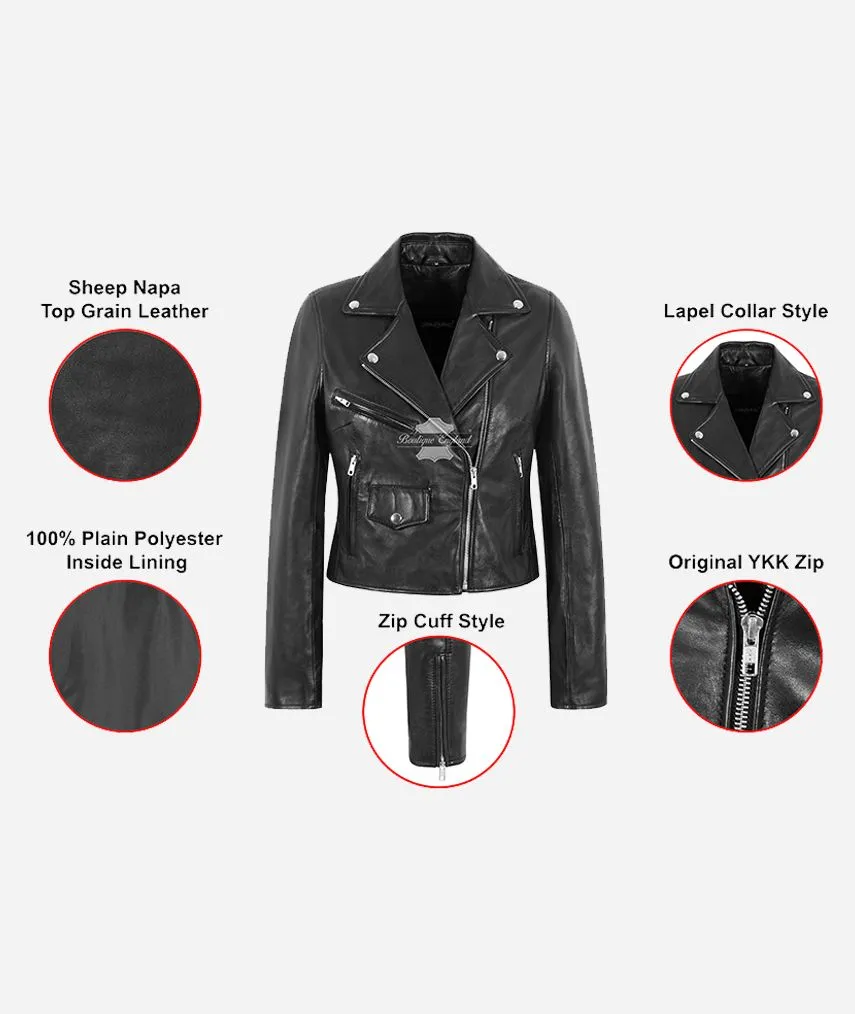 Emma Watson Style Jacket Ladies Slim fit Short Body Fashion Leather Jacket