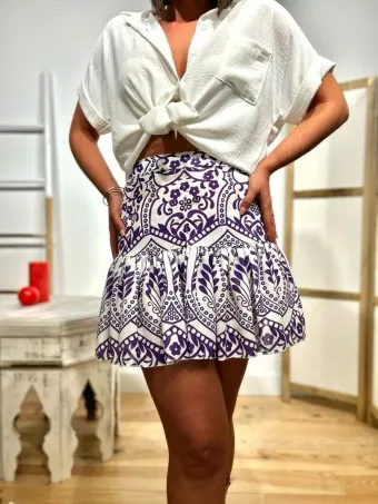 Falda Estampada Volante CINNAMOM Morado