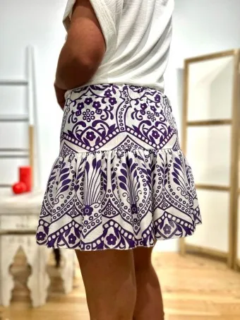 Falda Estampada Volante CINNAMOM Morado