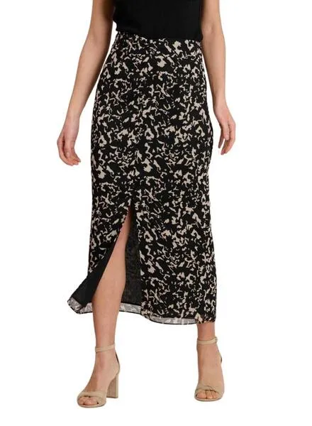 Falda Naf Naf estampado irregular negro para mujer