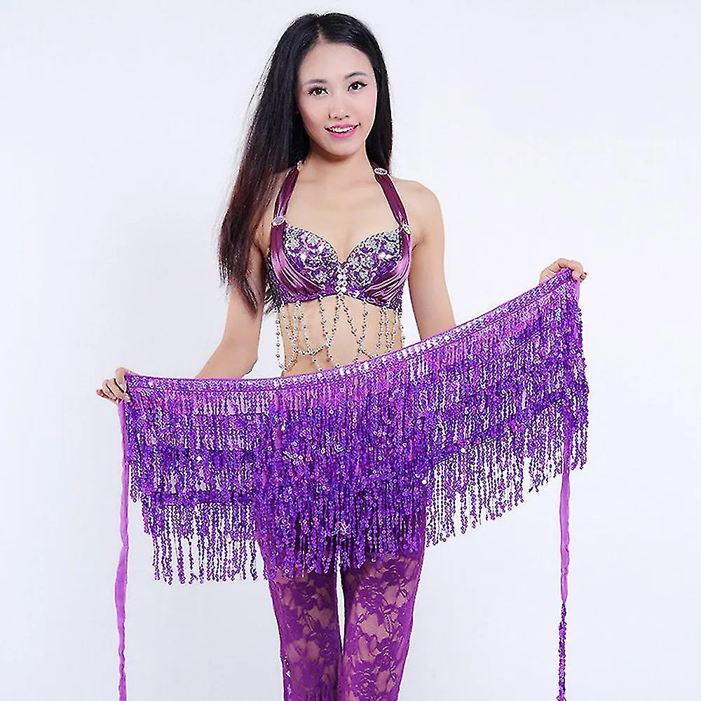 FALDA NEGRA MUJERES SEQUIN BELLY DANCER COSTUME TASSEL WRAP CLUB MINI ZH52