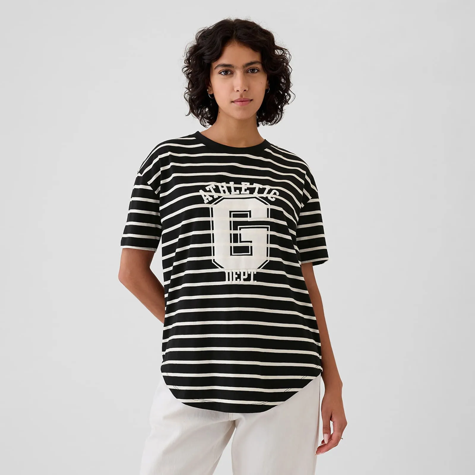 GAP TSHIRT SHORTSLEEVE LOGO TEE IVORY BLACK STRIPE M