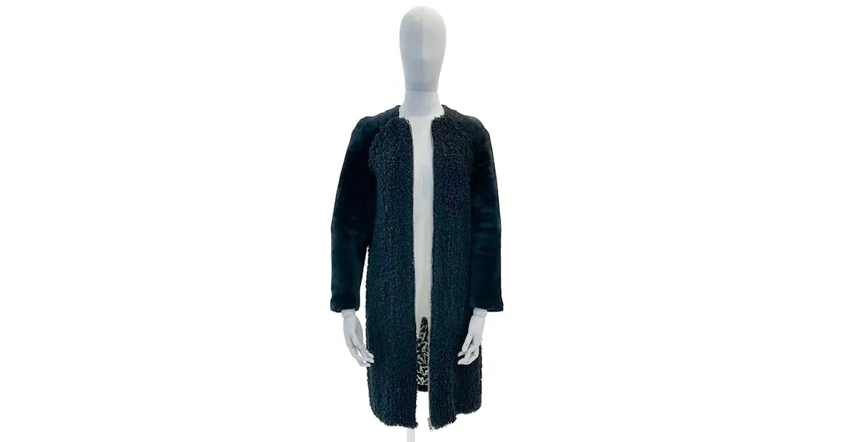 GIAMBATTISTA VALLI Abrigos FR 40 Cuero Negro 