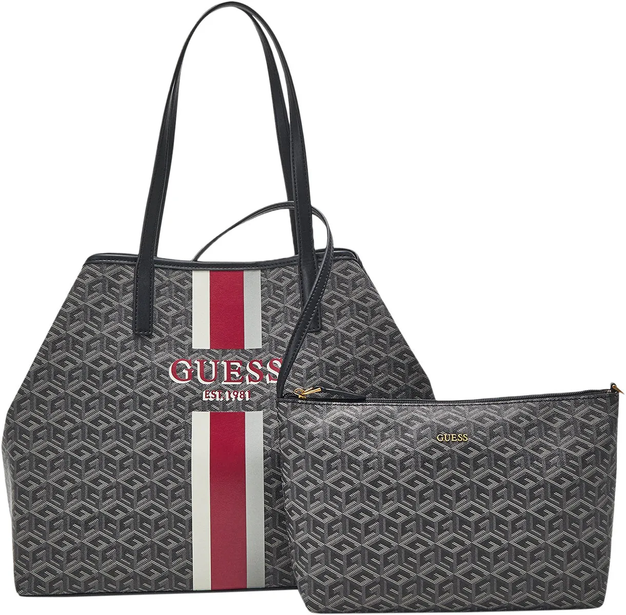 Guess Vikky Bolso de mano sintético con logo G Cube para mujer en carbón
