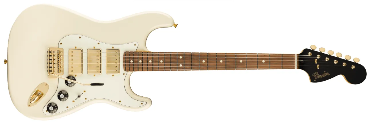 Guitarra Electrica Fender Mahogany Blacktop Stratocaster® HHH, Pau Ferro Fingerboard, Olympic White with Gold Hardware 014790250