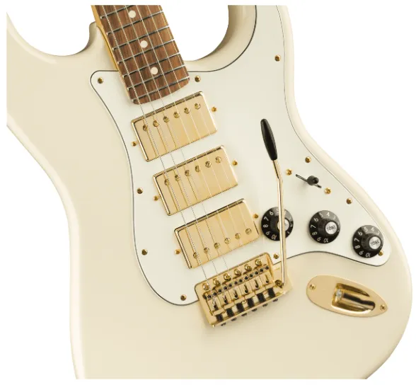 Guitarra Electrica Fender Mahogany Blacktop Stratocaster® HHH, Pau Ferro Fingerboard, Olympic White with Gold Hardware 014790250