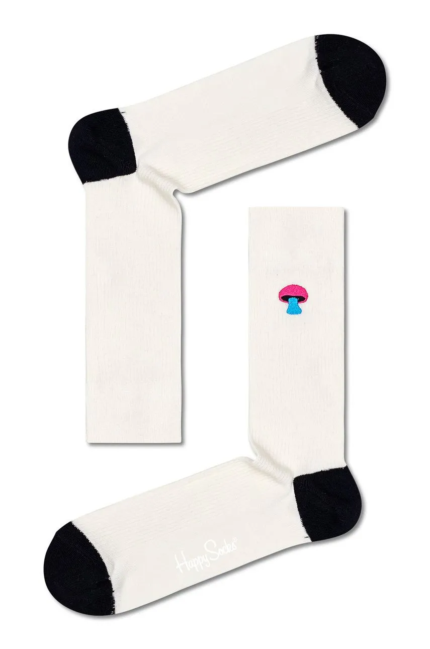 Happy Socks Ribbed Embroidery Mushroom Socks
