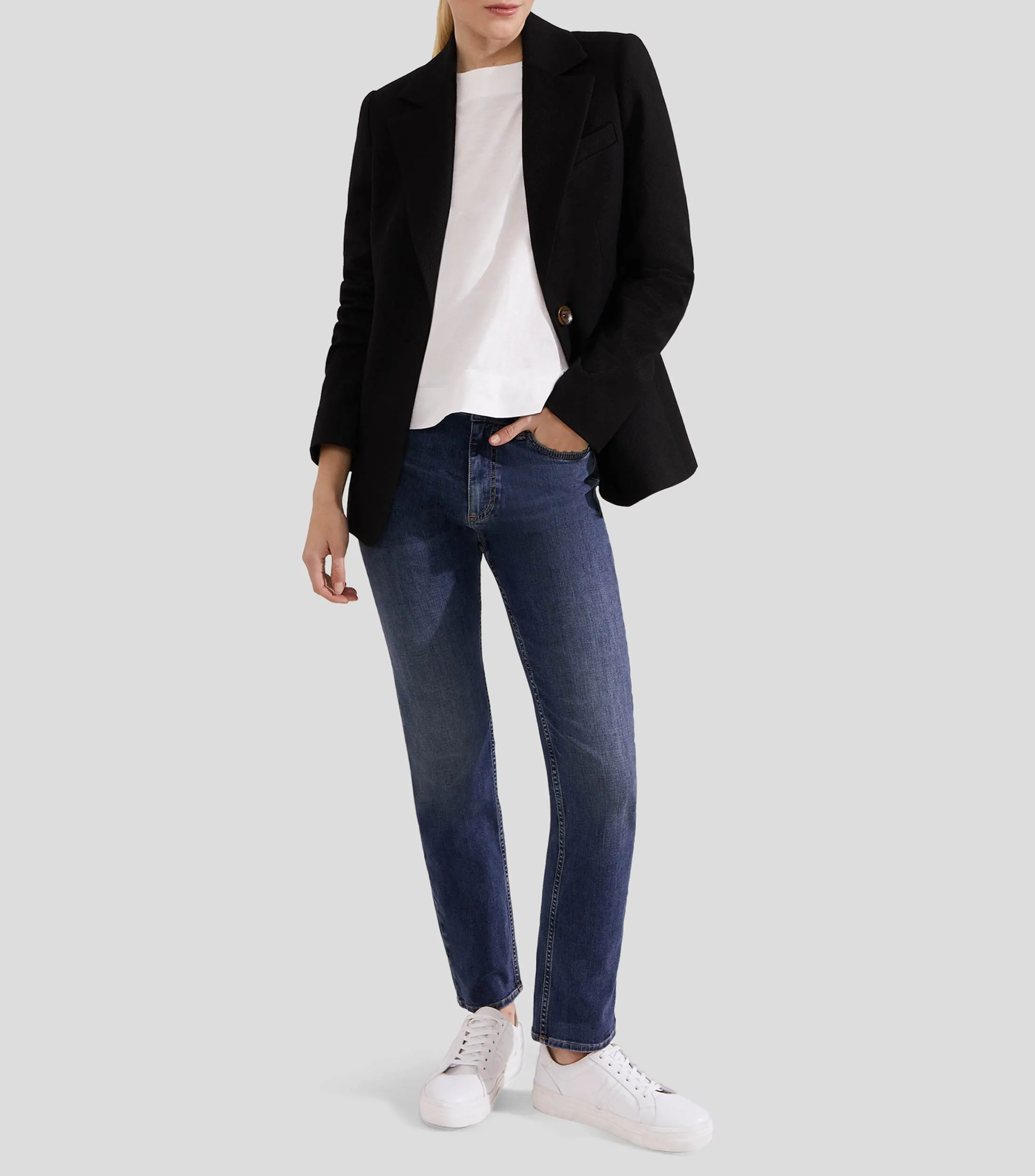 Hobbs Playera lisa de manga 7,8 Mujer