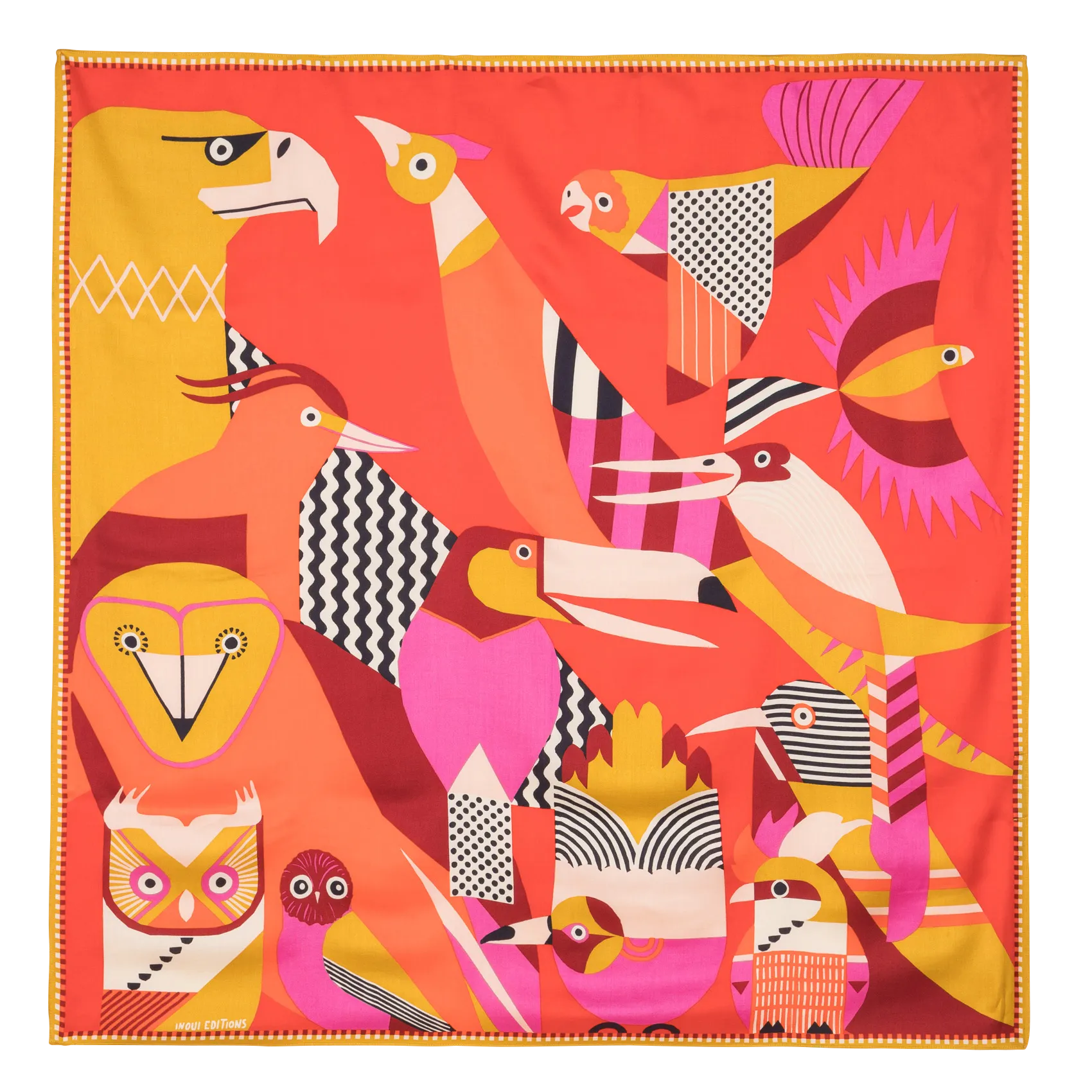INOUI EDITIONS TRIBU  PAñUELO DE SEDA MEZCLADA ESTAMPADO EN ROJO