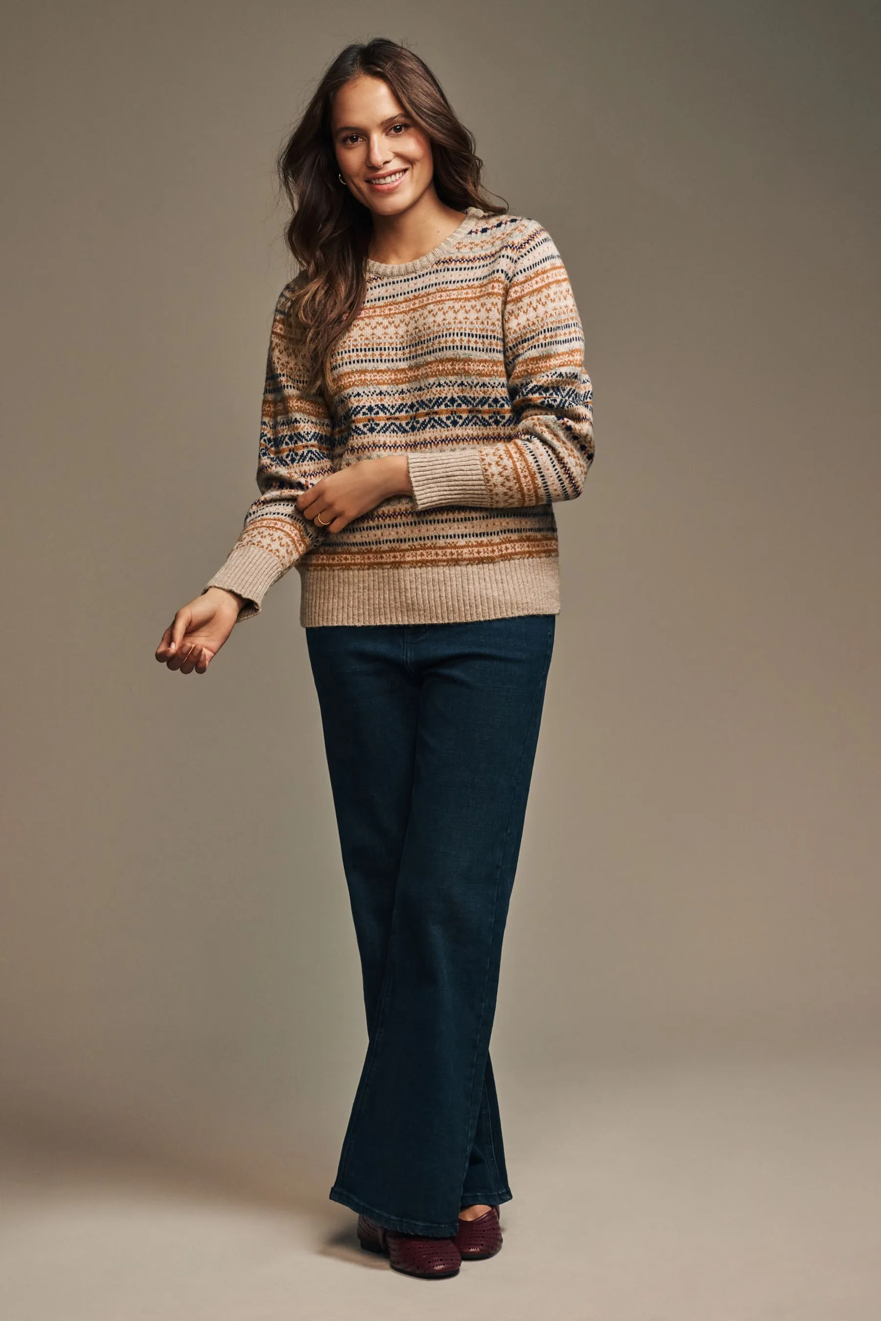 Jersey de cuello redondo con diseño de grecas alpinas de Laura Ashley