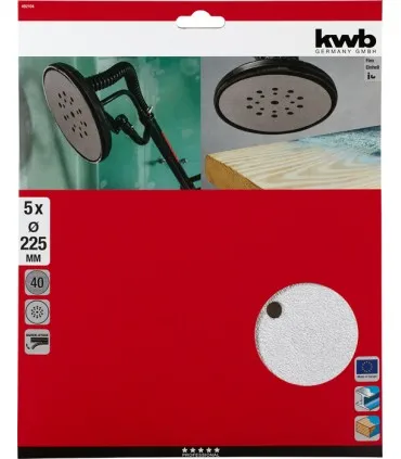 KWB Acc. Blister 5 Discos de lija D.225mm Grano 40